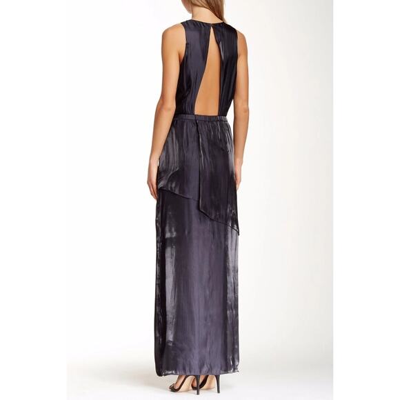 Tibi Flume Asymmetrical Silk Lined Wrap Sleeveless Maxi Halter Dress 8 Black - Picture 13 of 16